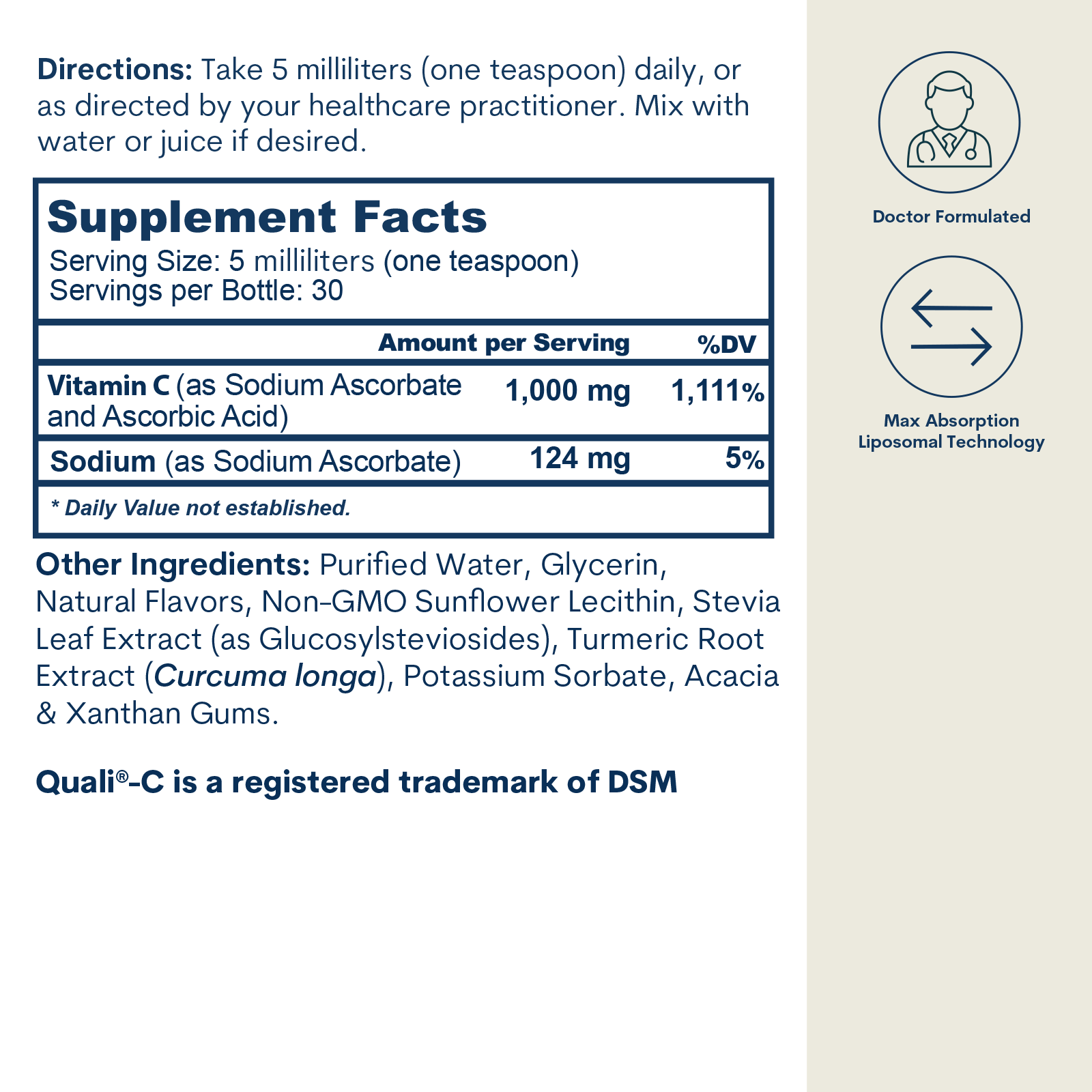 Liposomal Vitamin C - Liquid - Original Orange Formula  (5 FL OZ / 30 Servings)