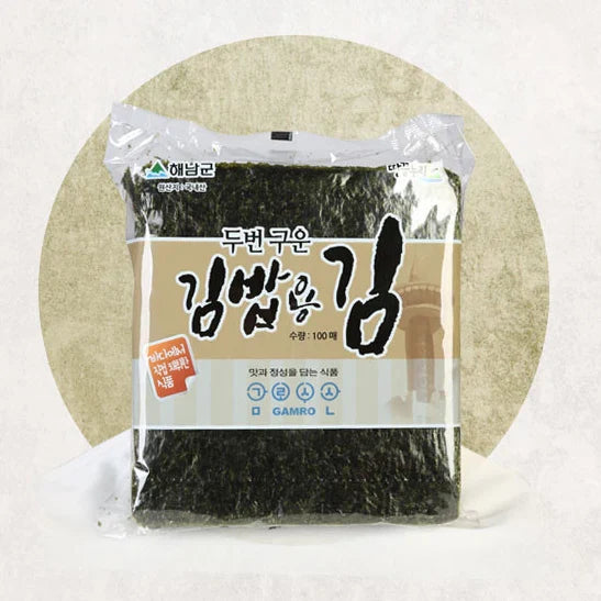 Double-Roasted Gimbap Seaweed Sheets (100 Sheets)