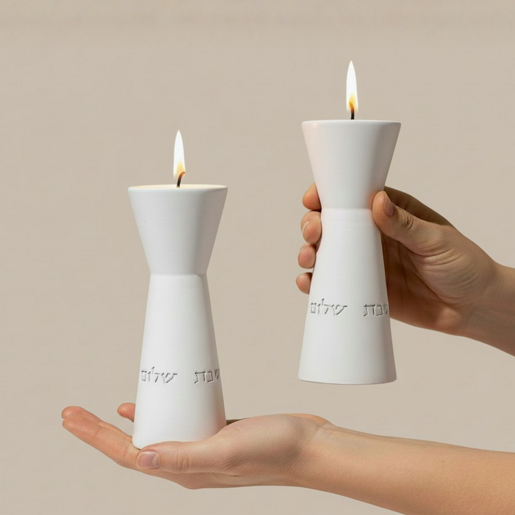 Modern Concrete Sabbath Candle Holders – Aura Series