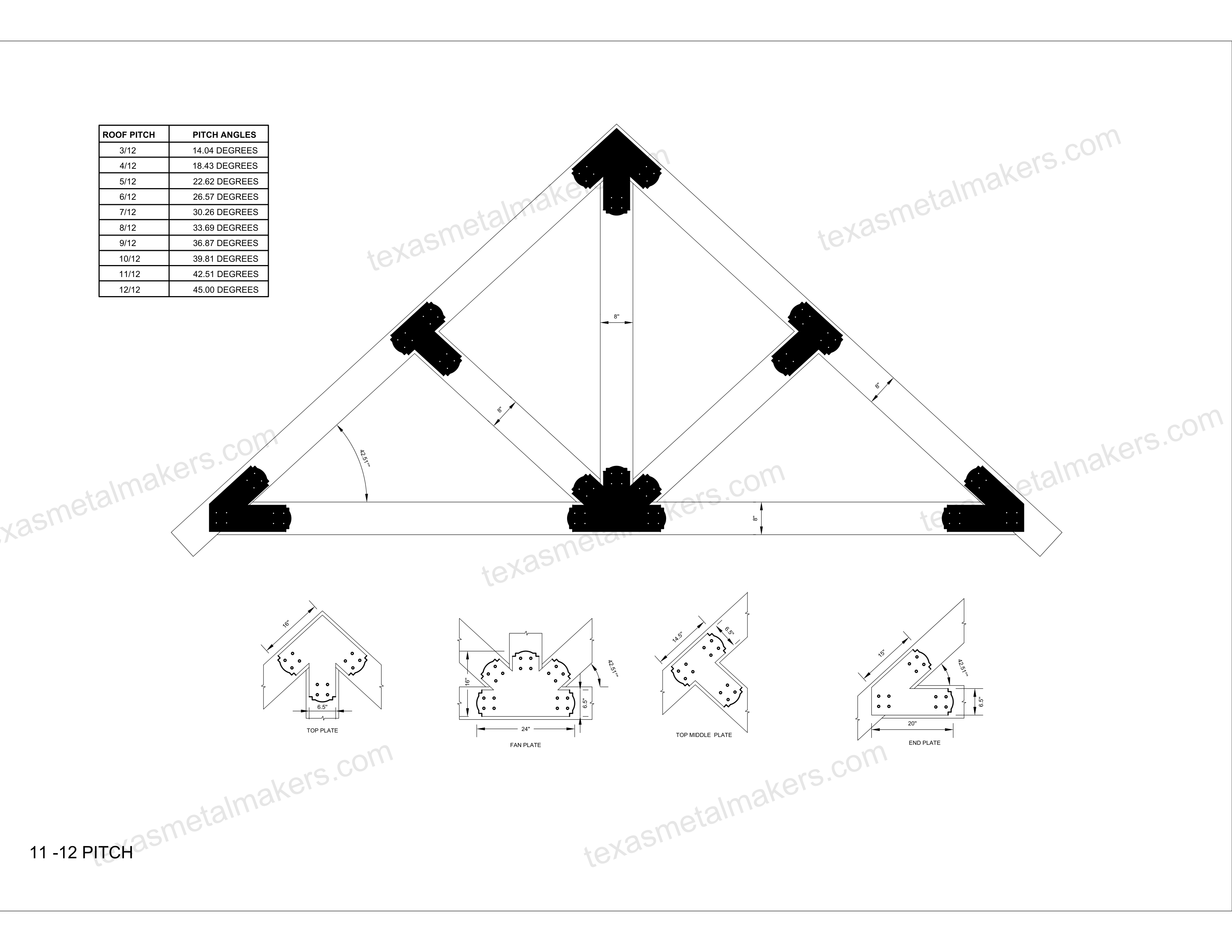 Decorative Design Timber Truss Brackets for 8x8 Posts, 8" Timber Truss Brackets