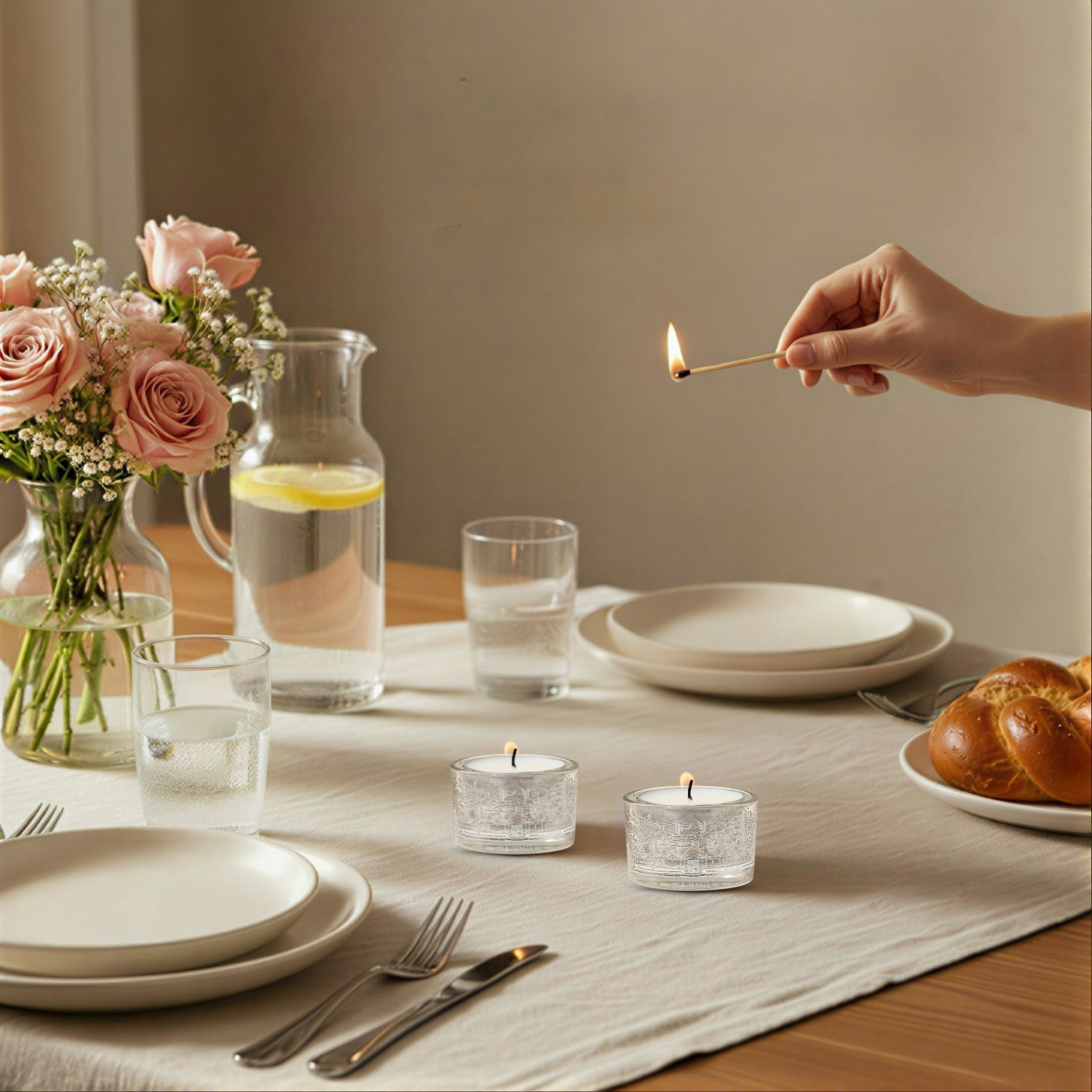 Elegant Shabbat Candle Holders – Jerusalem Glass Series