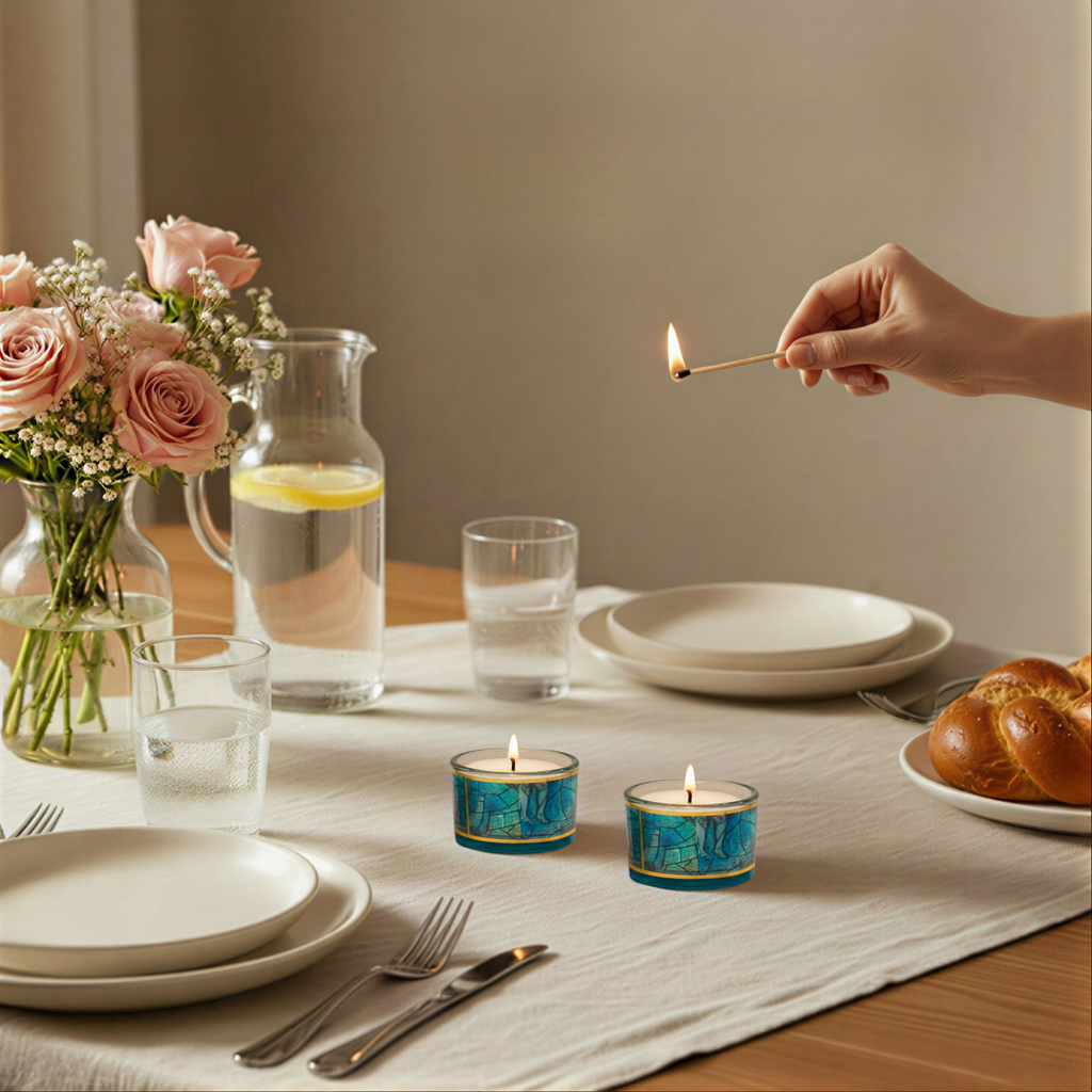 Colorful Glass Shabbat Candle Holders – Chagall Glass