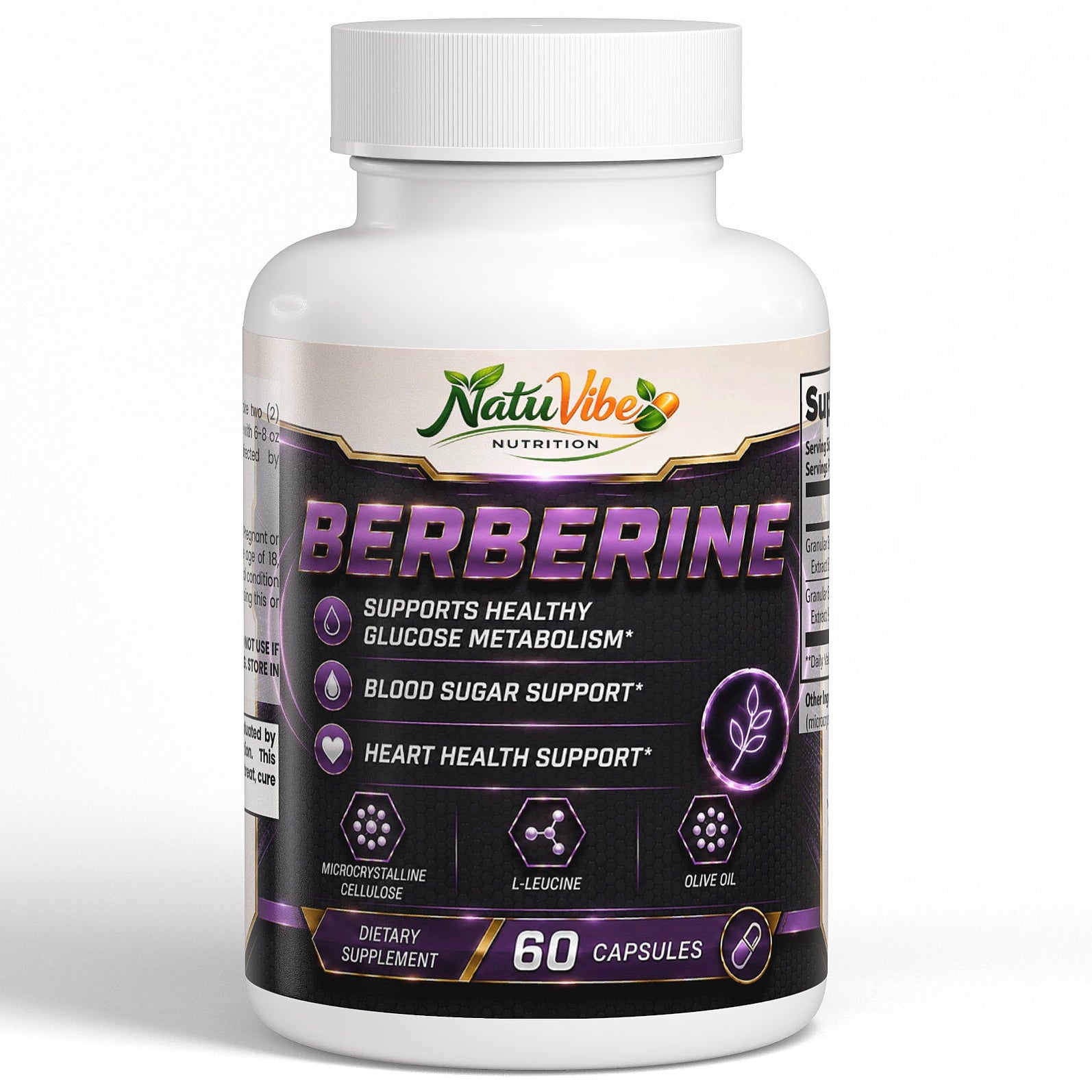 Berberine 97% Granular Berberine HCl Capsules – Blood Sugar & Metabolism Support, 60 Count