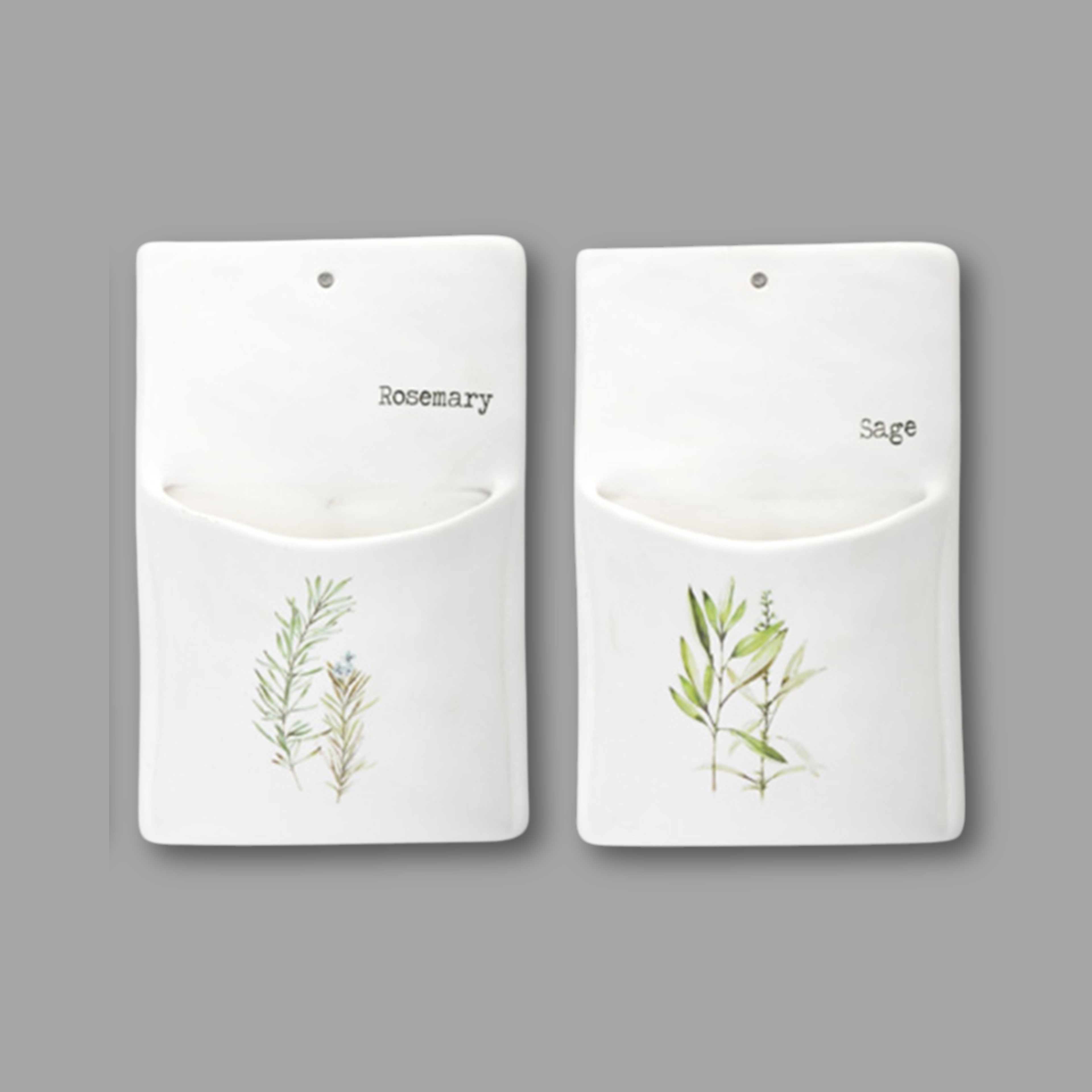 Set of 4 Ceramic Herb Wall Pockets