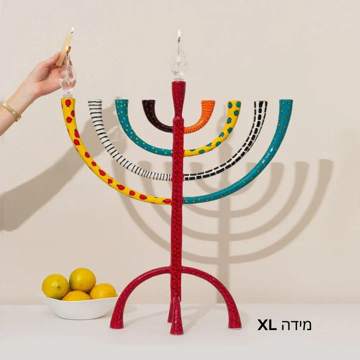 Artistic Hand-Crafted Enamel Menorah – The Classic Premium Series