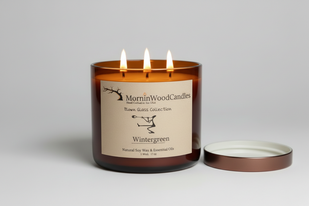 Wintergreen-Soy 3-Wick Blown Glass Collection