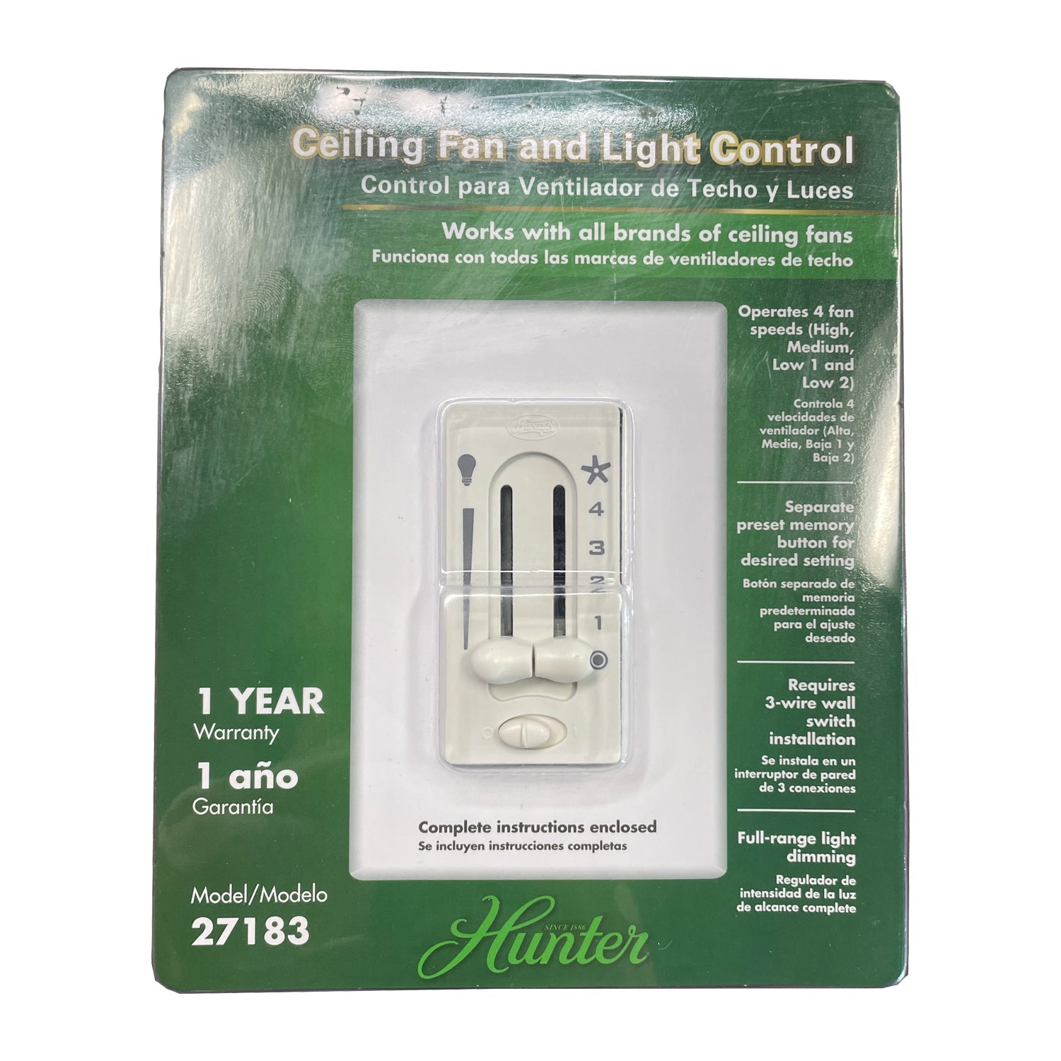 Substitute for Hunter 27183 ceiling fan and light Remote wired wall switch control [UC9051T-WIRED/UC7067FMRX]