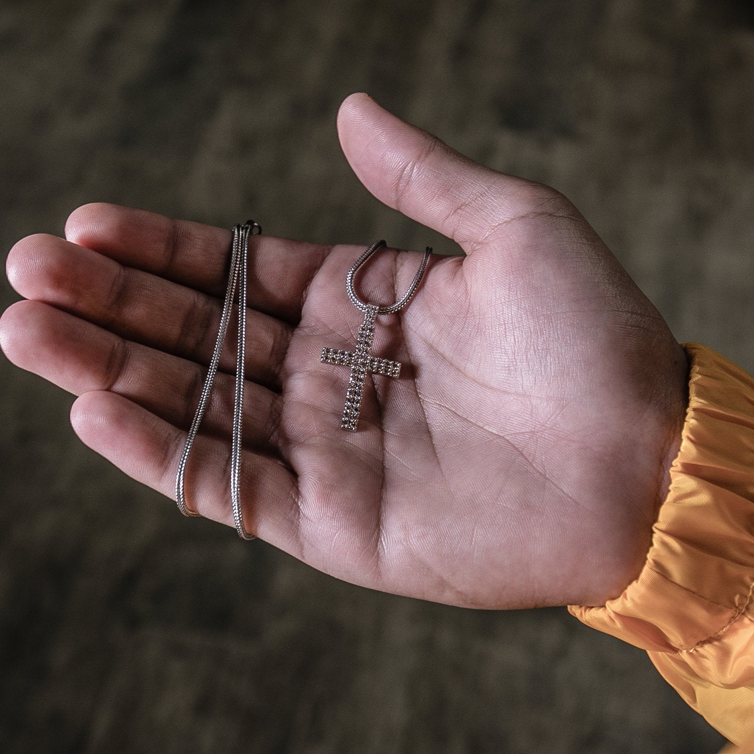 Silver Cross - Double Row Pendant