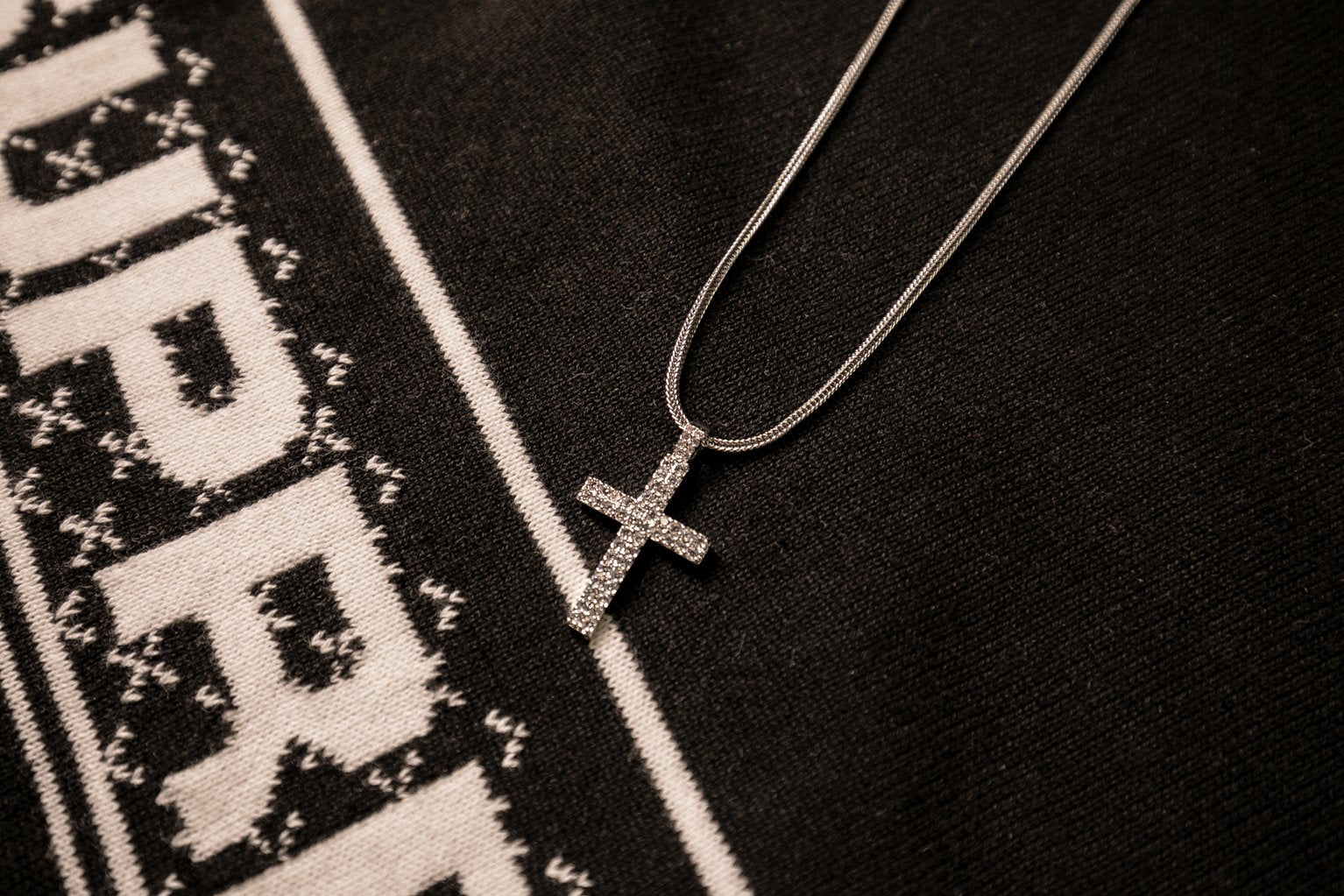 Silver Cross - Double Row Pendant