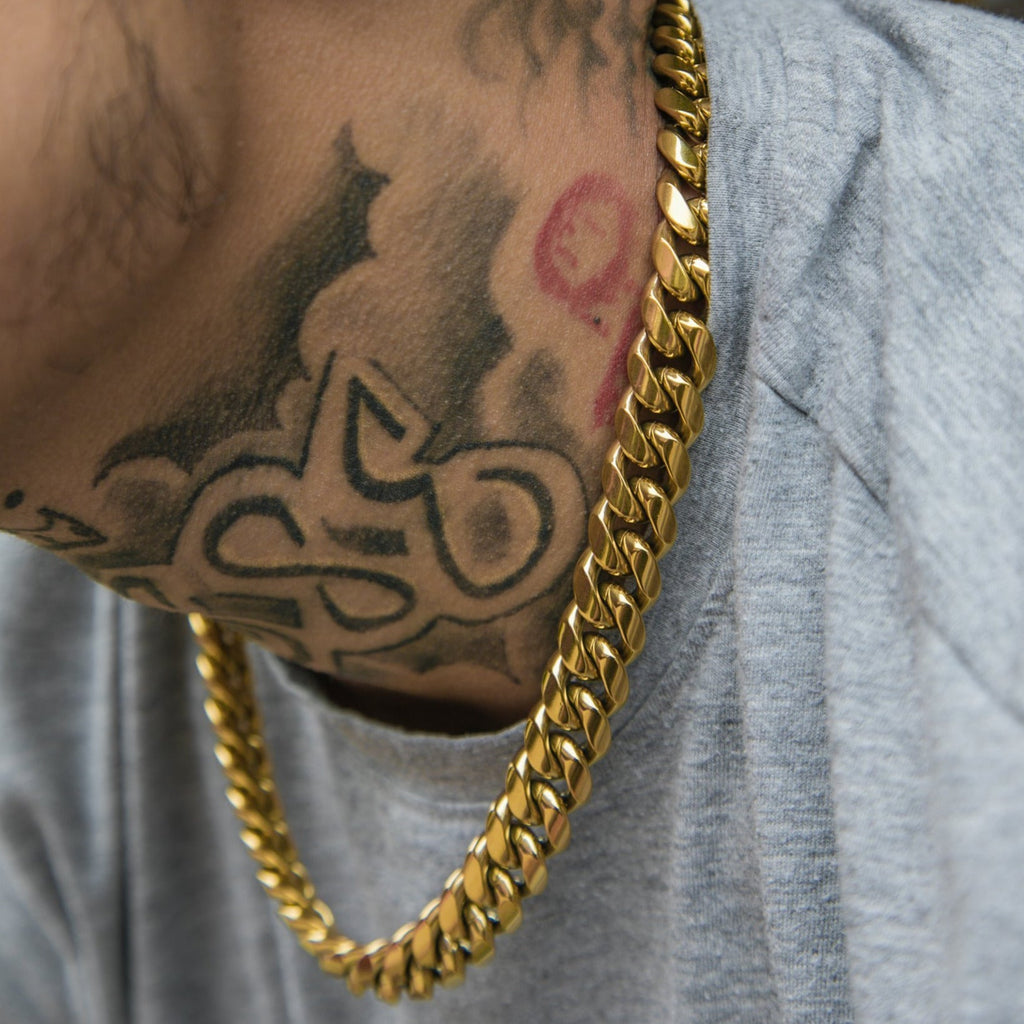 12mm Miami Cuban Link Necklace - 18k Gold Plated