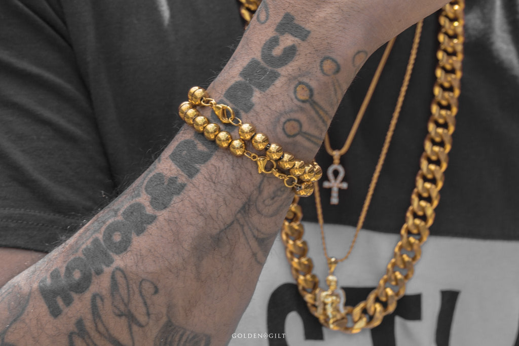 Beaded Moon Bracelet - 18k Gold Plated