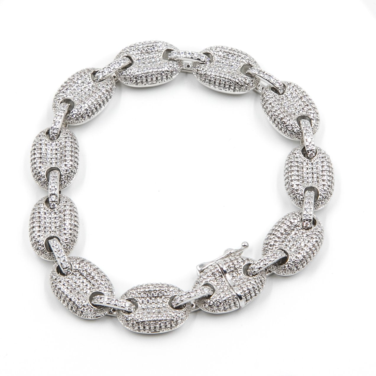 Studded Goochi Link Bracelet - Silver