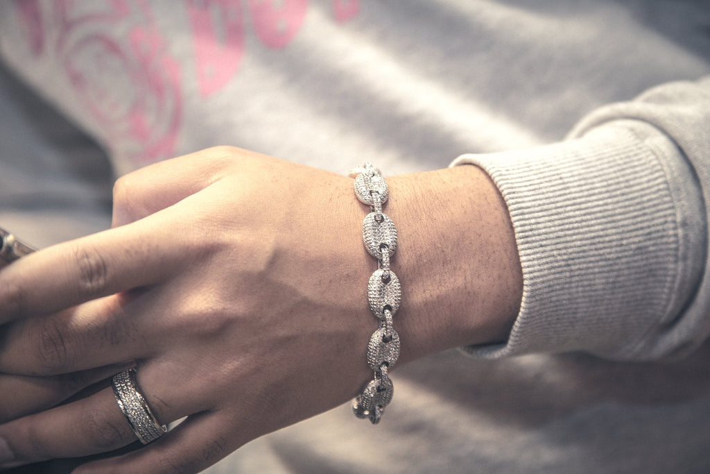 Studded Goochi Link Bracelet - Silver