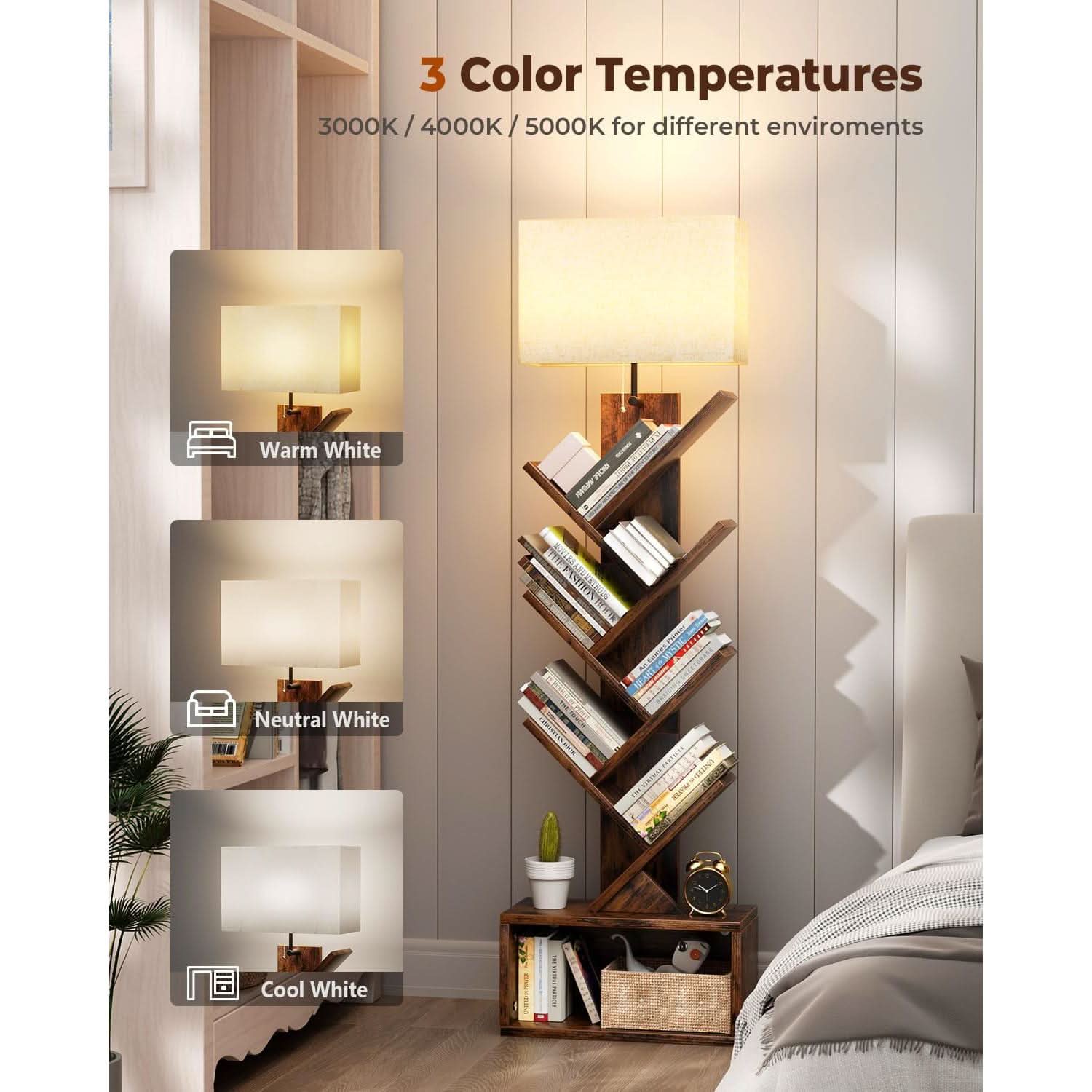 6 Tier Tree Bookshelf With Light Rustic Brown Home Office
