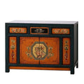 Hand-Painted Ming–Qing Style Entrance Cabinet – Solid Wood Two-Door Sideboard