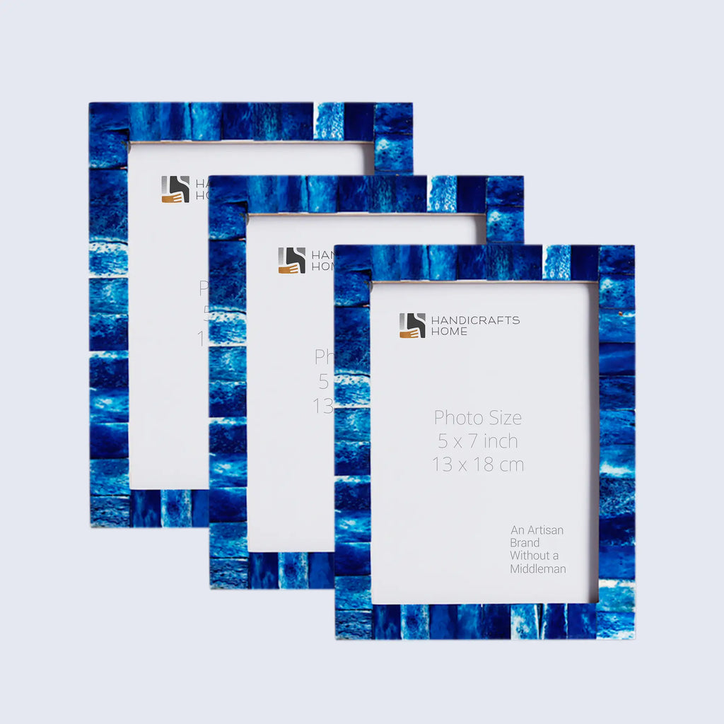 Picture Frame Combo Pack of 3 – Classic Collection, Blue, 5" x 7"