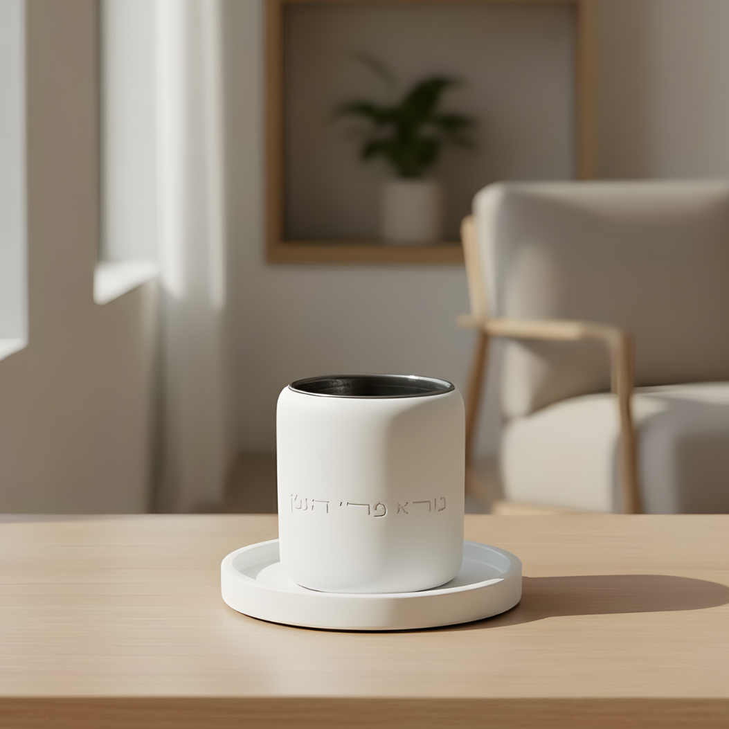 Modern Concrete Kiddush Cup Set with Base – Noble Series