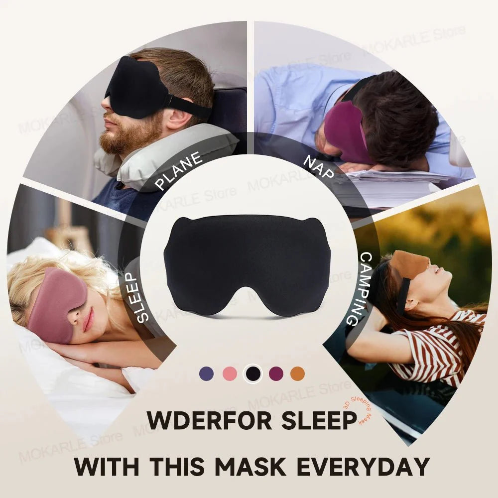 3D Contoured Sleep Mask | Breathable Light-Blocking Eyeshade for Travel