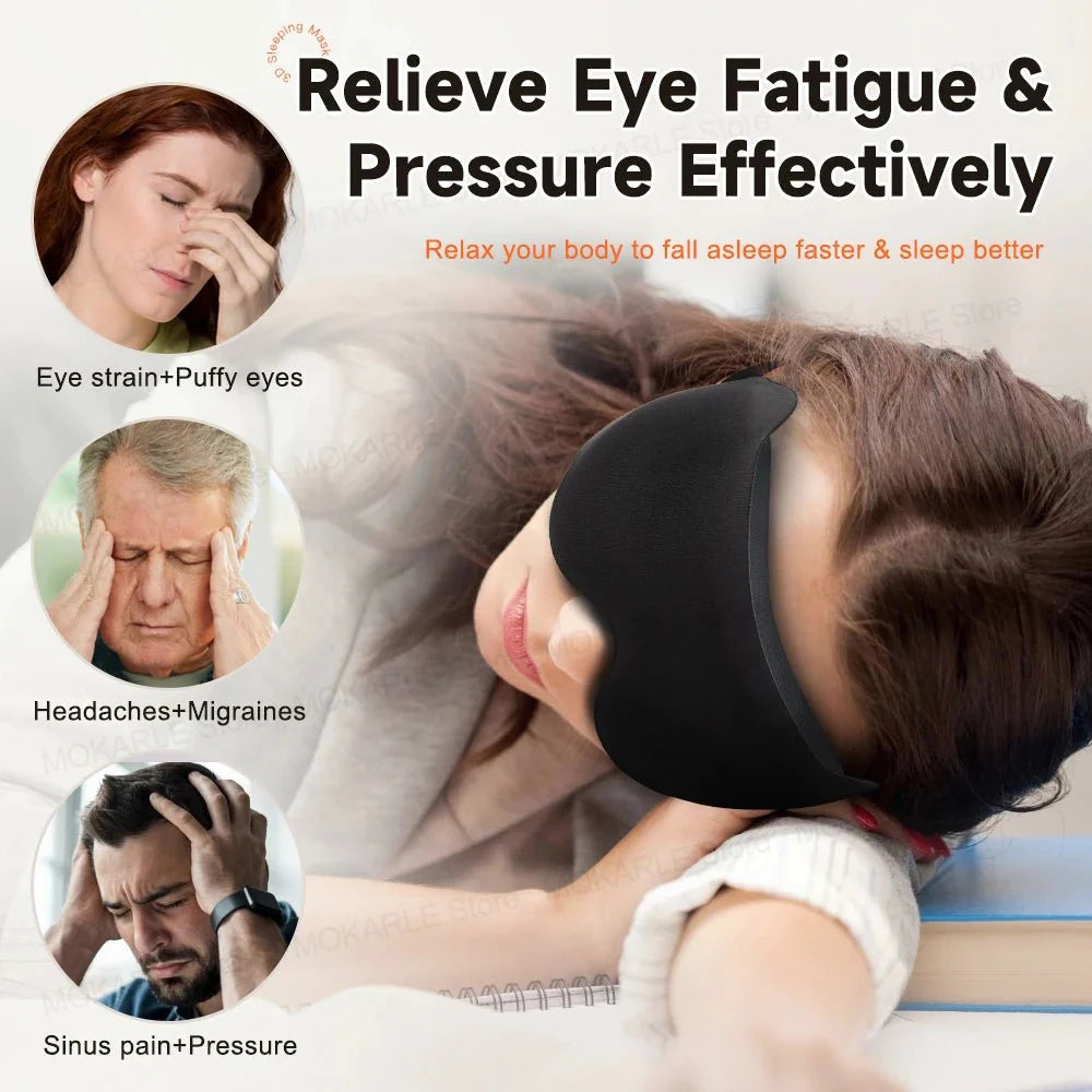 3D Contoured Sleep Mask | Breathable Light-Blocking Eyeshade for Travel