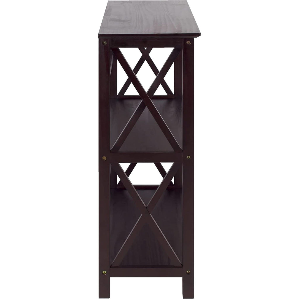 Three-Shelf Solid Wood Bookcase For Home Office Storage