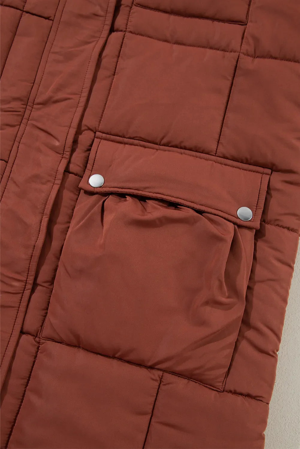 Pocketed Bubble Texture Long Sleeve Longline Winter Coat