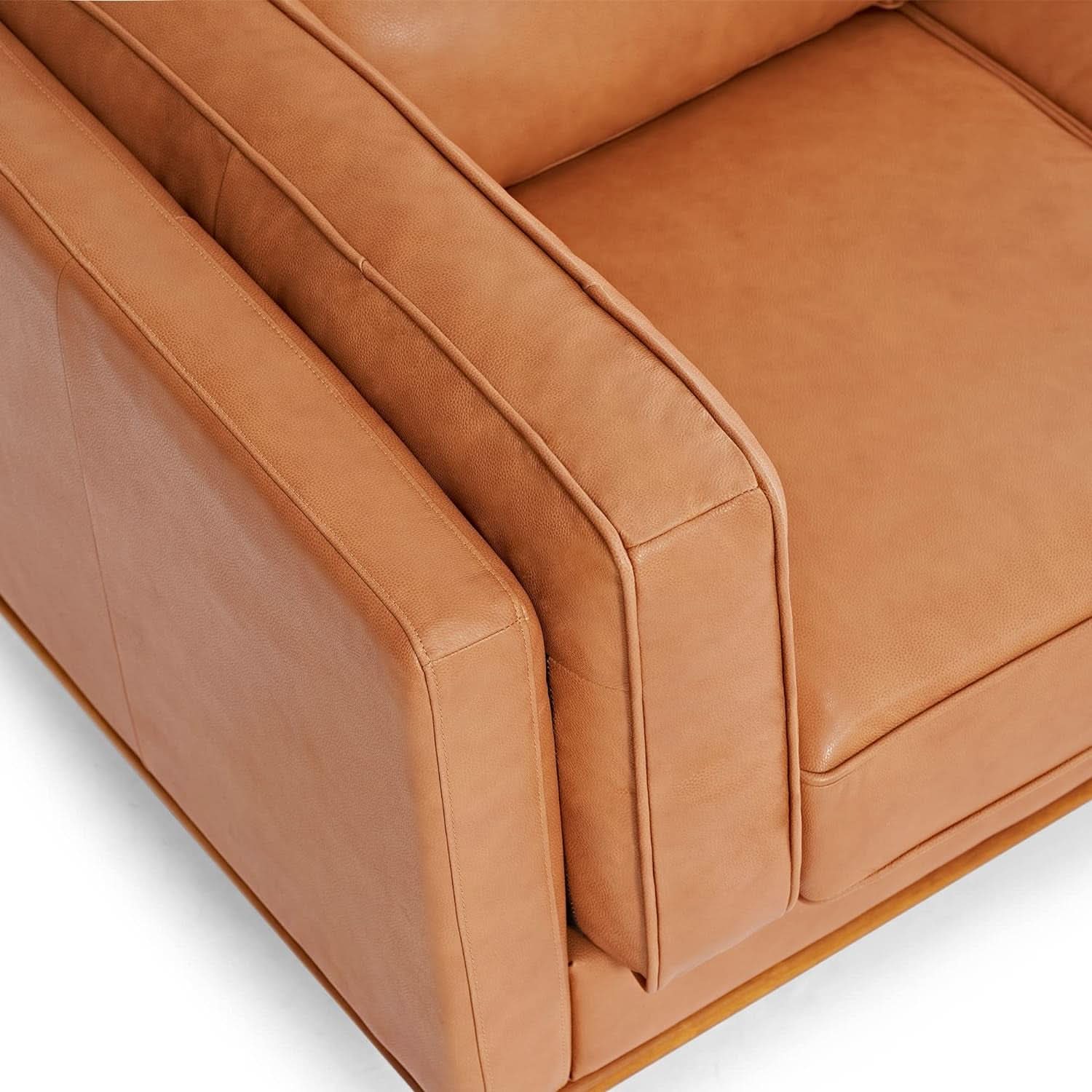 Valencia Artisan 88 Inch Full Leather Sofa Cognac Tan