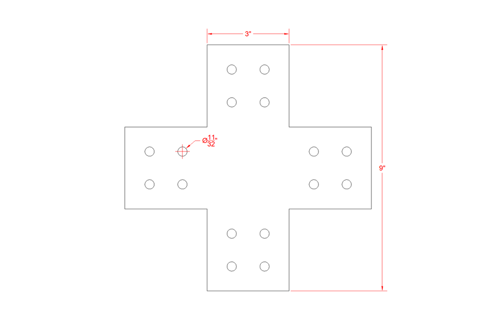 Structural Design X Bracket for 4x4 Post, 4x4 Bolt Plate, 4 Inch X Support Bracket, Steel Bracket, 4 inch Cross Bracket