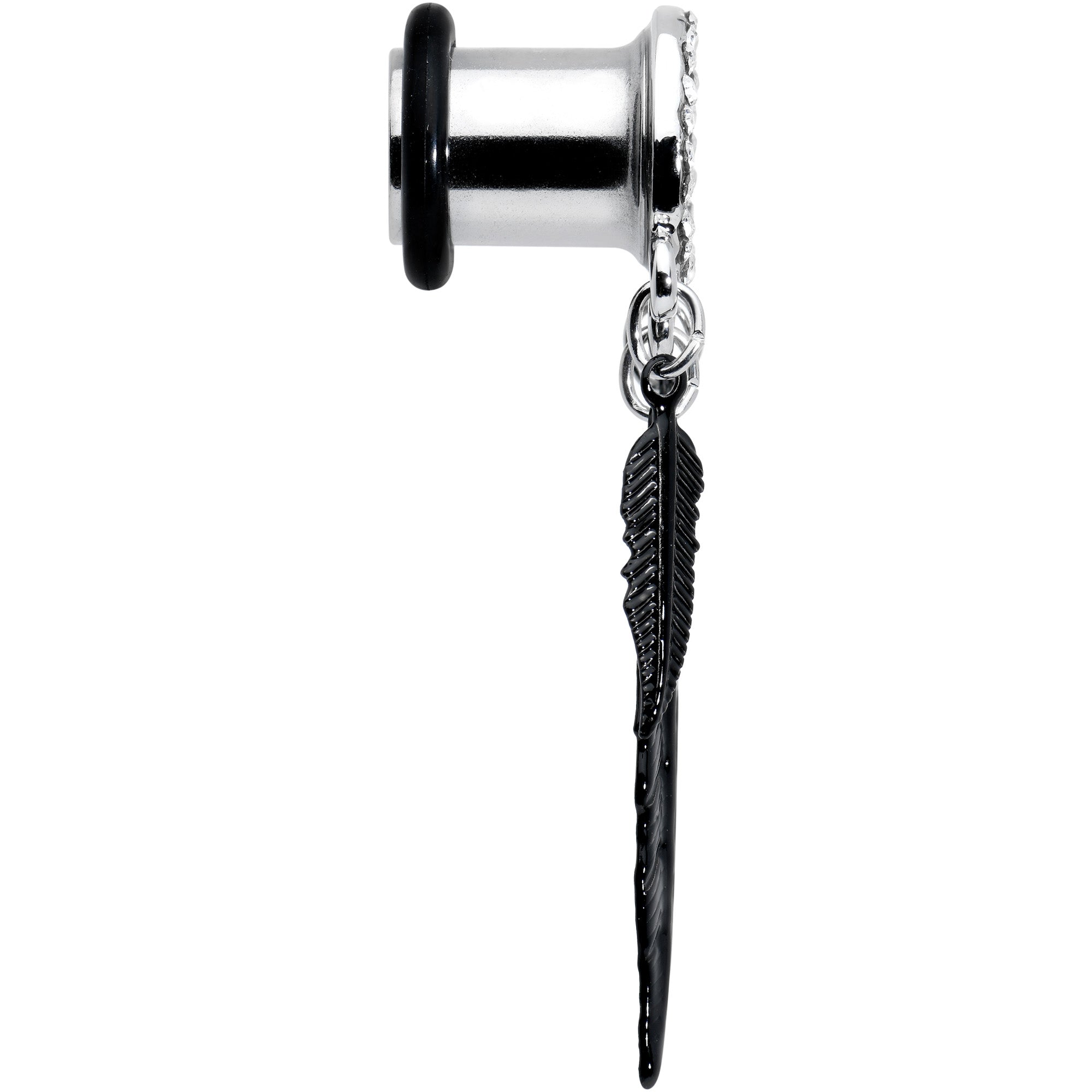 0G Clear Gem Steel Single Flare Tree of Life Dangle Plug Set