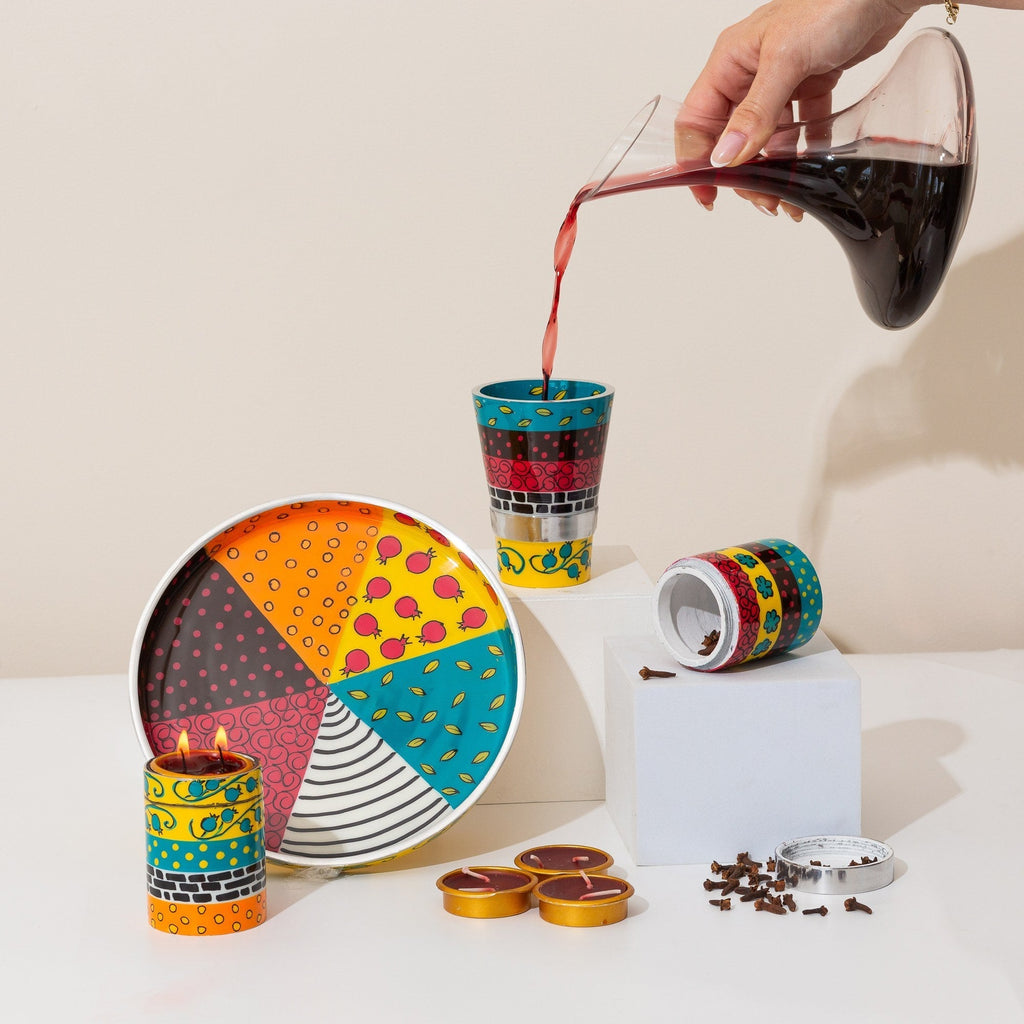 Handcrafted Havdalah Set with Colorful Enamel - Premium Series