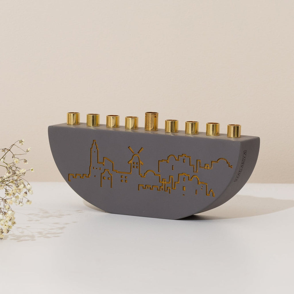 Decorative Hanukkah Menorah – Jerusalem Outline L Series
