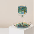 Chagall-Inspired Kiddush Cup with Laser Engraving and Base – Chagall Glass Series