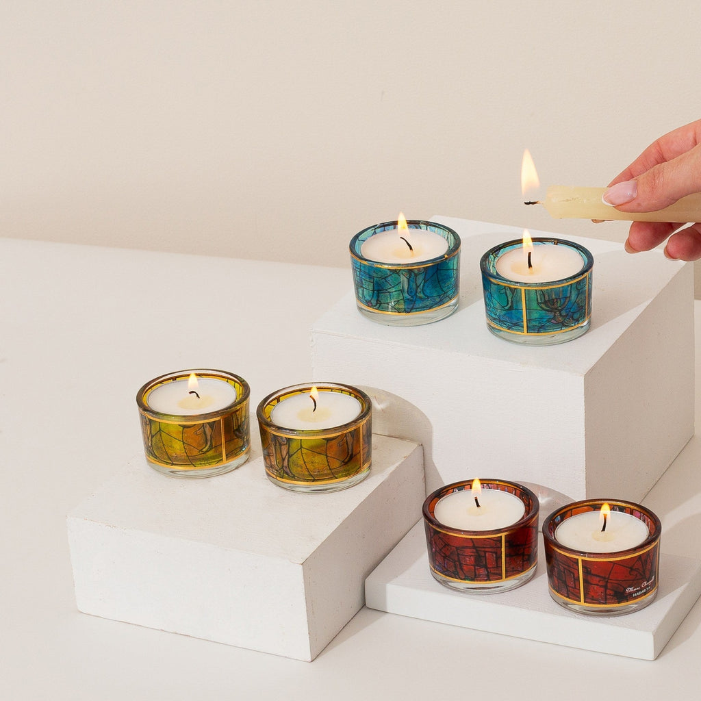 Colorful Glass Shabbat Candle Holders – Chagall Glass