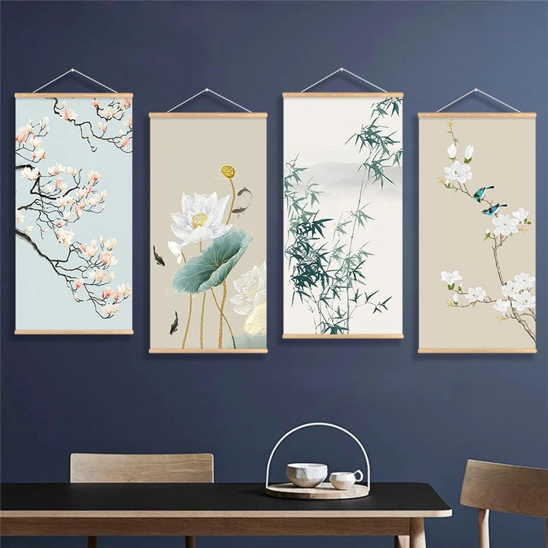 Flower Art Scroll Wall Mural