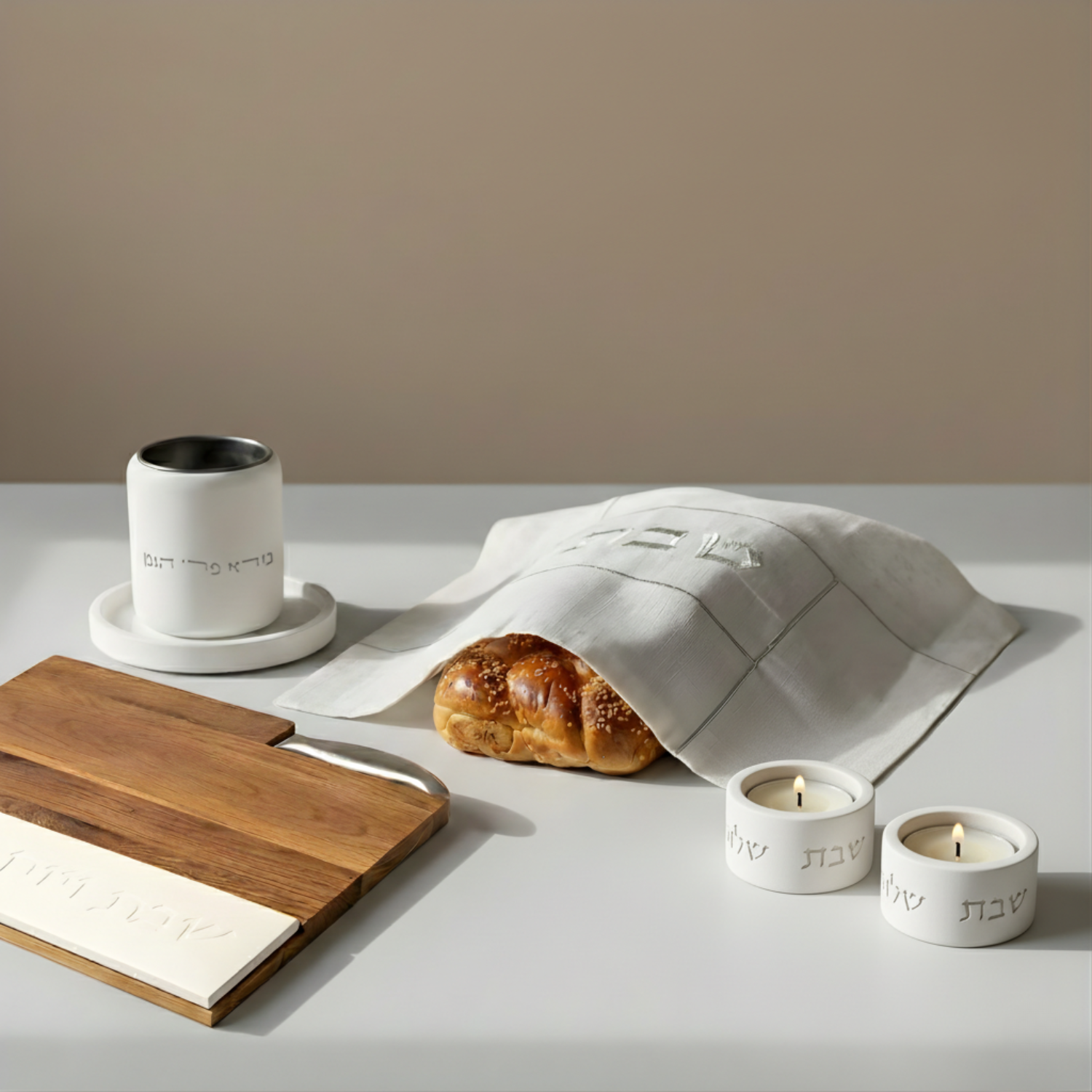 Luxury Concrete Kiddush Cup with Matching Base – Noble Model