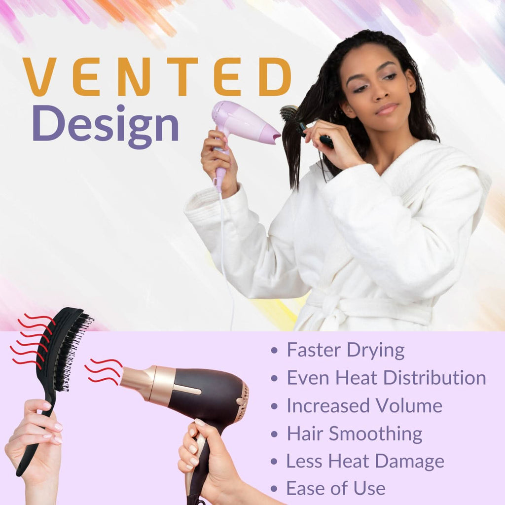 INATEKPRO Curved Vented Boar Bristle Detangler Brush - GREY | MEDIUM