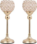 Gold Crystal Tealight Candle Holders Set for Decor
