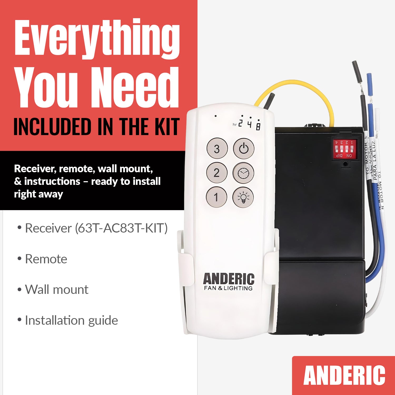 Substitute for Harbor Breeze MR140B Ceiling Fan Receiver [63T-AC83T-KIT]
