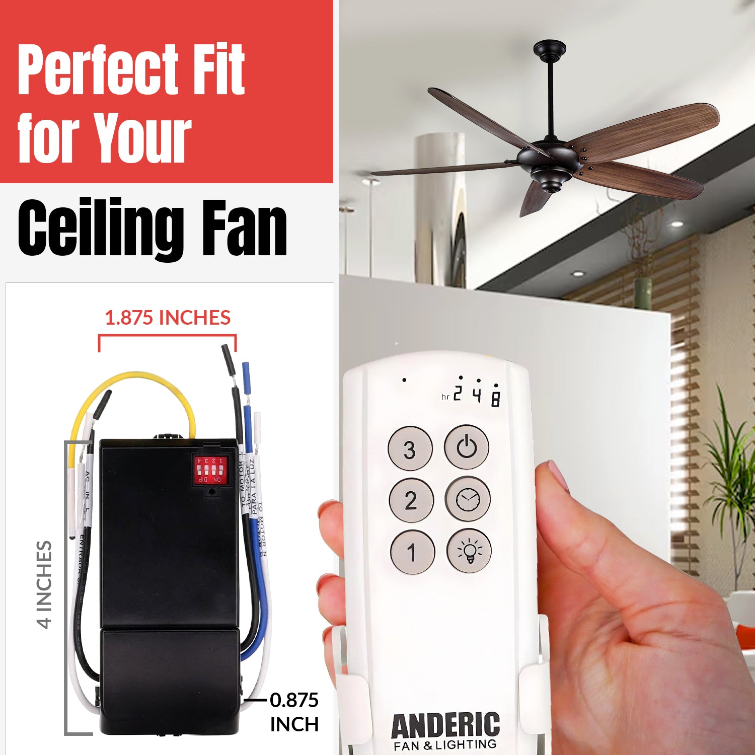 Substitute for Harbor Breeze MR140B Ceiling Fan Receiver [63T-AC83T-KIT]