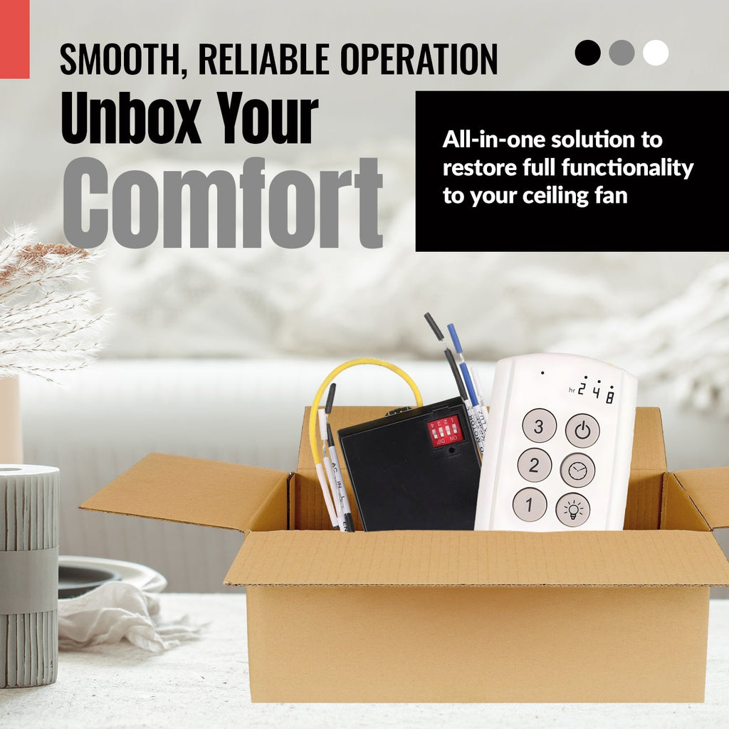 Substitute for Hampton Bay TX028LR Ceiling Fan Remote Control - A25TX028LR [63T-AC83T-KIT]