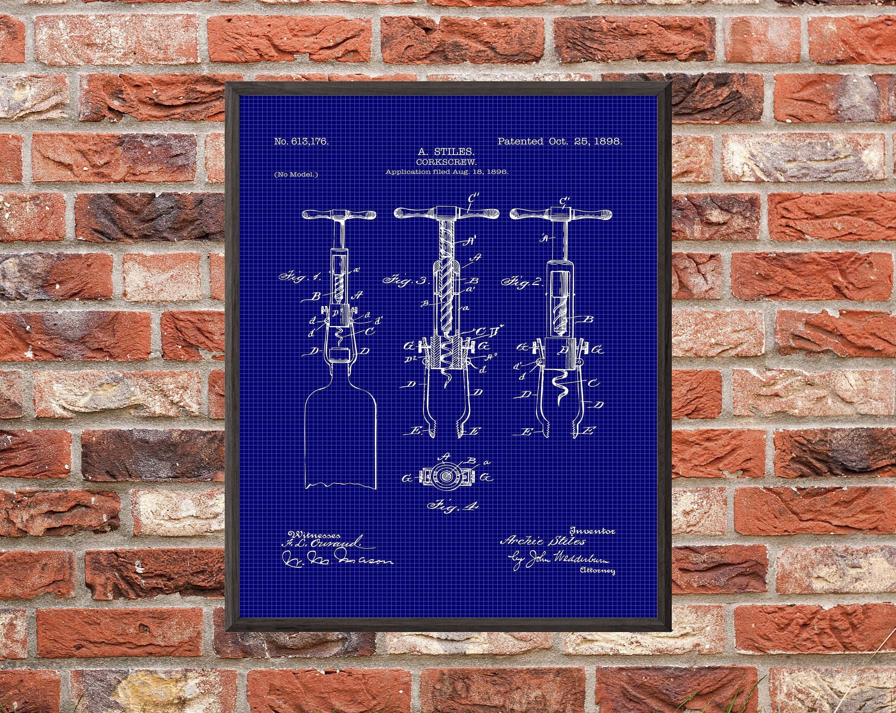 Corkscrew Patent Print - Digital Download - 7 Different Backgrounds Included