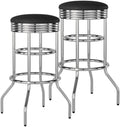 Heavy Duty Backless Swivel Bar Stools with Faux Leather