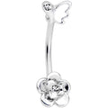 16G 3/8 Clear Gem White Butterfly Flower Curved Eyebrow Ring