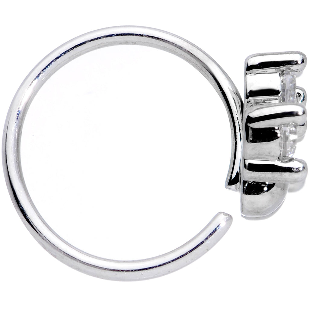 20G 5/16 Clear Gem Paw Print Cat Nose Hoop