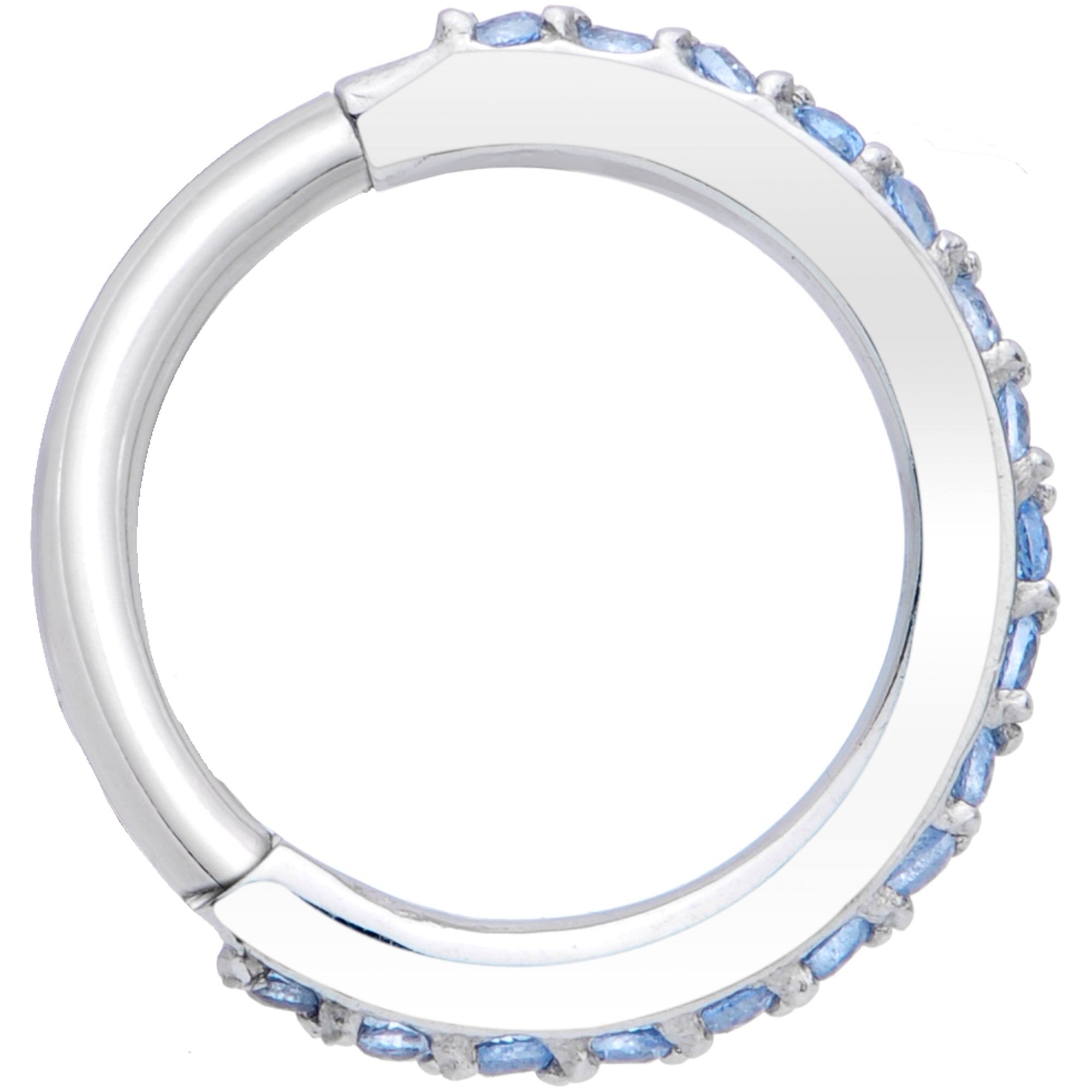 16G 5/16 Aqua CZ Gem Stainless Steel Hinged Segment Ring