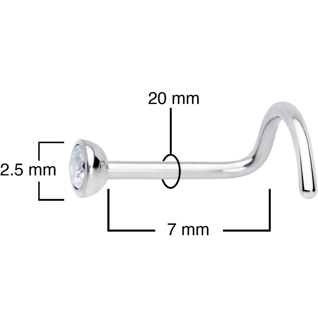20G Clear 2.5mm Grade 23 Titanium Press Fit Left Side Nose Screw