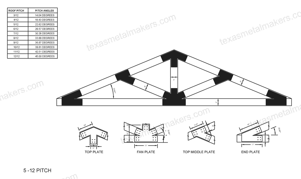 6x6 Structural Design Timber Truss Brackets for 6x6 Posts, 6" Timber Truss Brackets, 6x6 Fan Bracket
