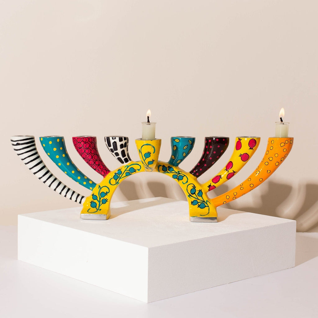 Elegant Enamel Menorah with Candle Holder Function – Twist Series