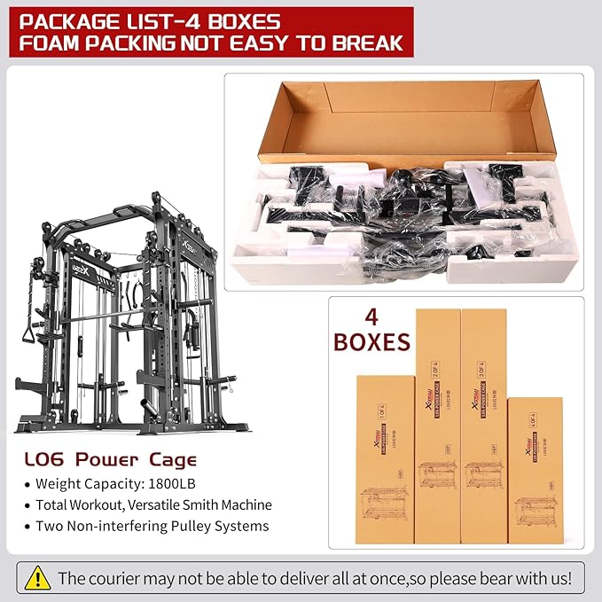 Power Cage,1600lbs Multi-Function Power Rack with Adjustable Cable Crossover System and More Training Attachment, Weight Cage for Home Gym