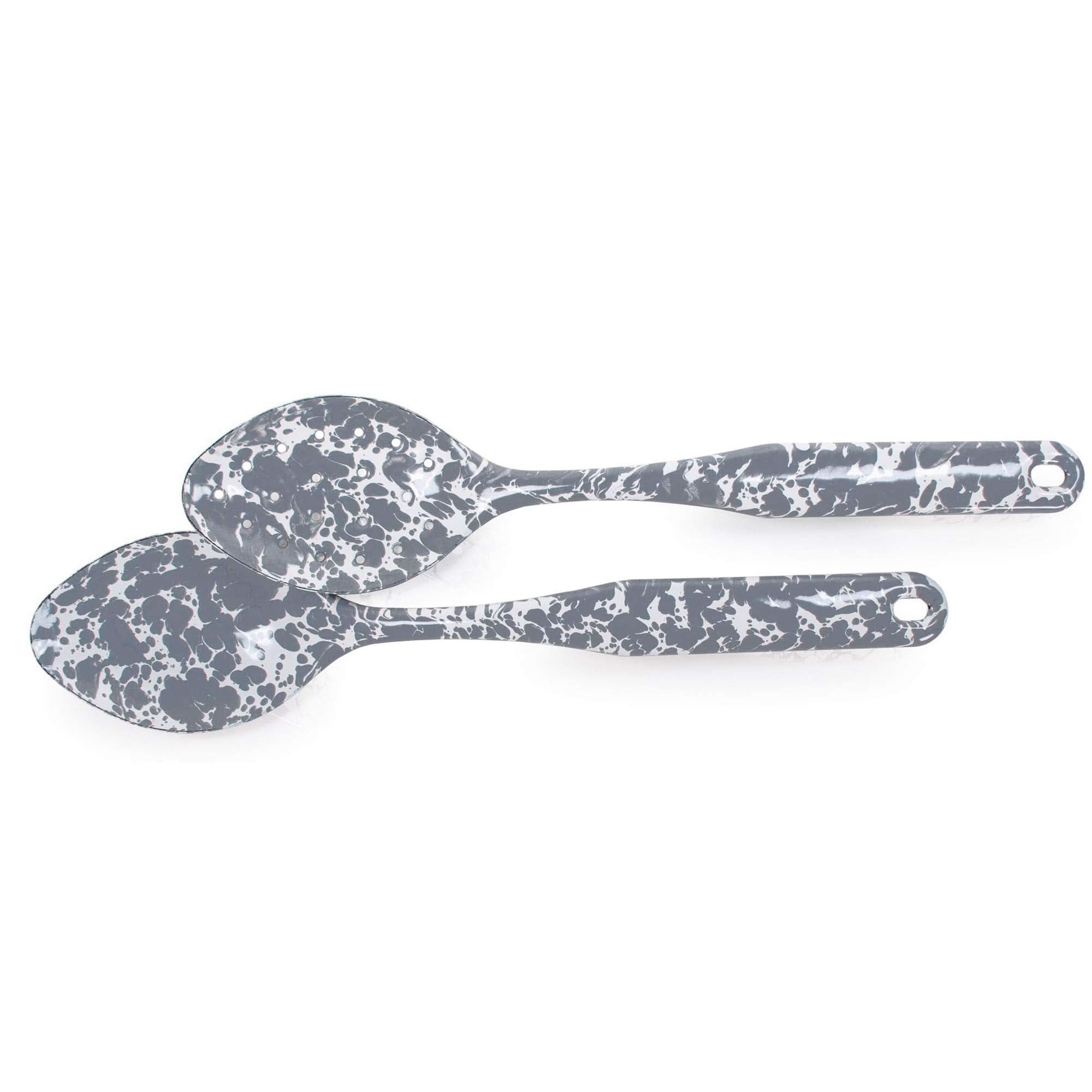 Golden Rabbit Enamelware 2 piece Spoon Set - Grey Swirl