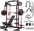 Mikolo Power Cage, 2000LB Power Rack with Independent Dual Pulley System, Multi-Function Home Gym Workout Machine for Cable Crossover